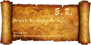 Breit Krisztián névjegykártya
